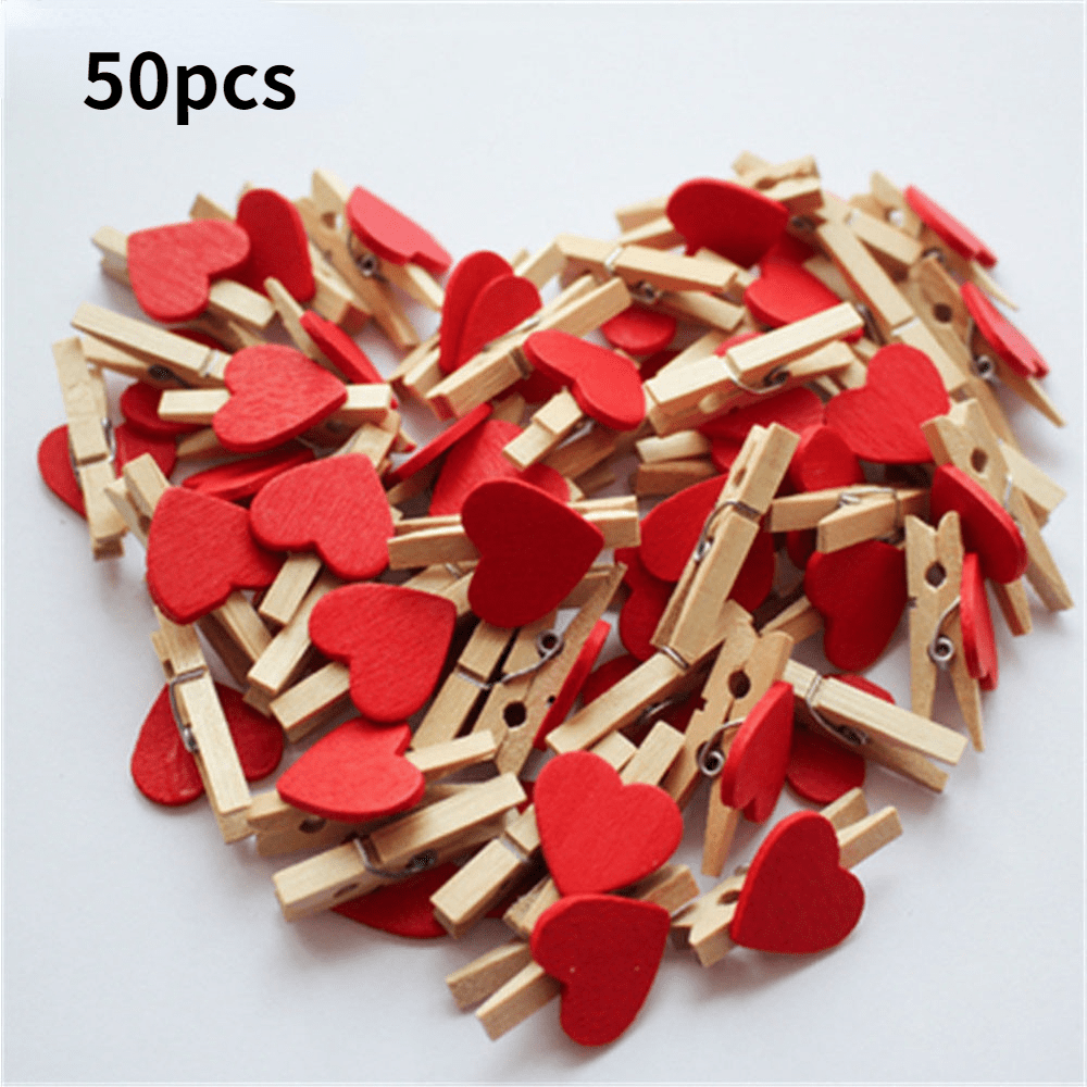Mini Clothes Pins For Photo 50pcs Heart Shaped Wooden Photo Clips Cute  Clothes Pins Bulk 3cm