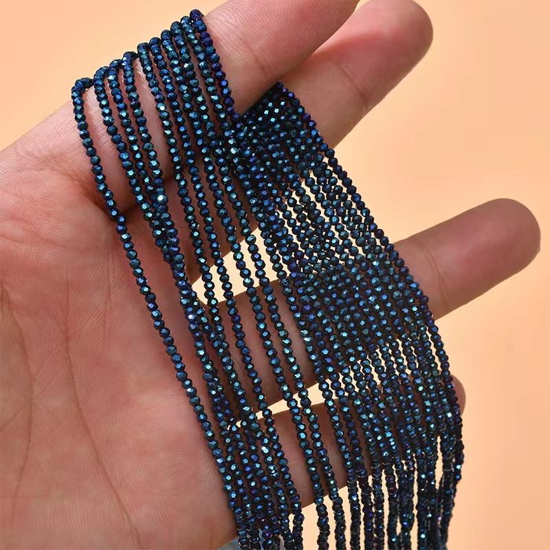 Glass Beads 8mm Round Blue Navy Glitter 8mm Beads for Jewelry Making Bulk  120pcs