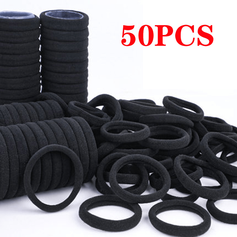 50pcs High Elastic Hair Bands for Women s Black Hairband Rubber Ties Ponytail Holder Scrunchies s Hair Accessories