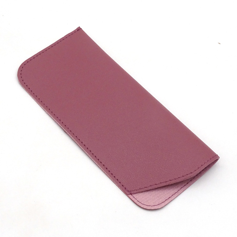 Stitch Detail PU Leather Sunglasses Pouch Portable Eyeglasses Container