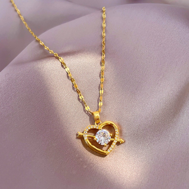 Women's Necklace One Arrow Piercing Heart Clavicle Chain - Temu