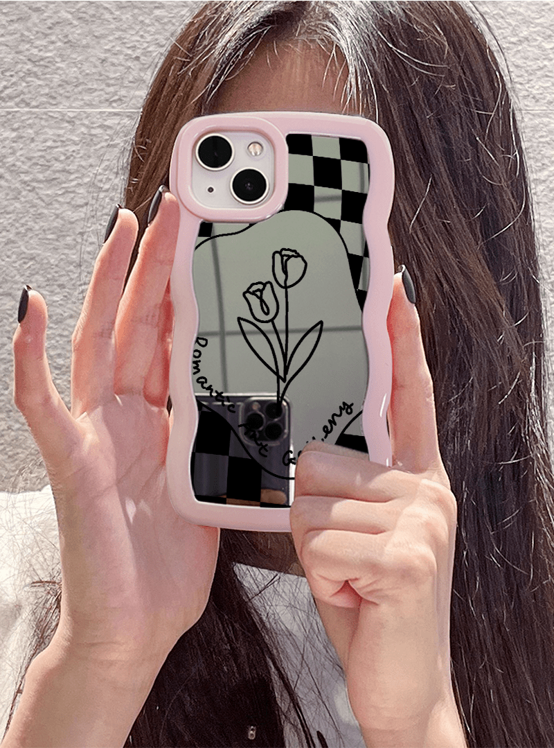 Cute Checkered Flowers Phone Case for iPhone 11, 12, 13, 14, Pro