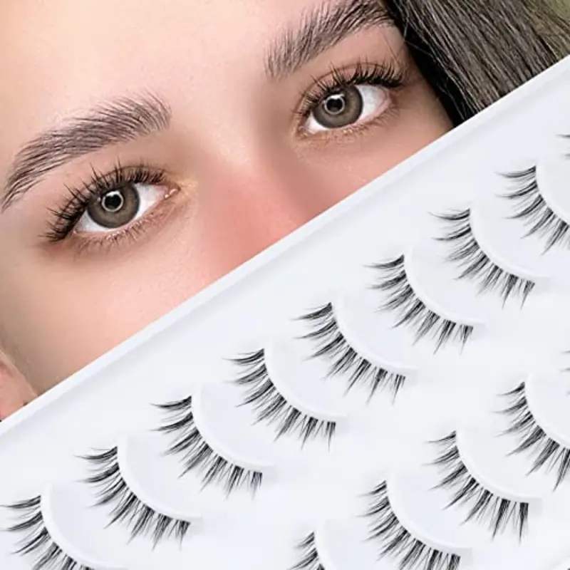 Natural Looking Manga Lashes - Anime False Eyelashes With Clear Bands For  Small Face And Asian/korean Eyes - Temu