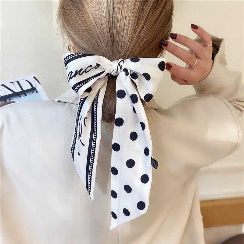 Elegant Polka Dot Silk Scarf Hairband - Perfect For Hair Ties And  Accessories - Temu Belgium