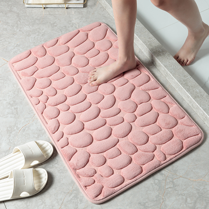 Memory Foam Bathroom Rugs Set Cobblestone Embossed Ultra - Temu