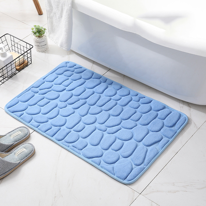 Soft And Comfortable Memory Foam Bath Rug With Cobblestone - Temu