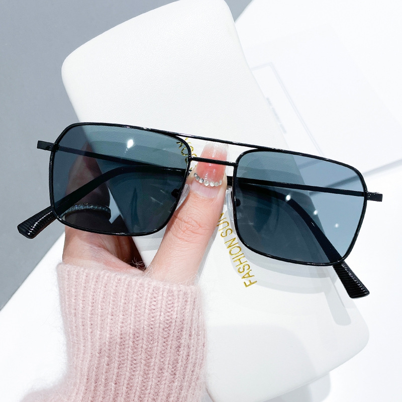 Men's Square Slim Metal Frame Street Style Sun Glasses