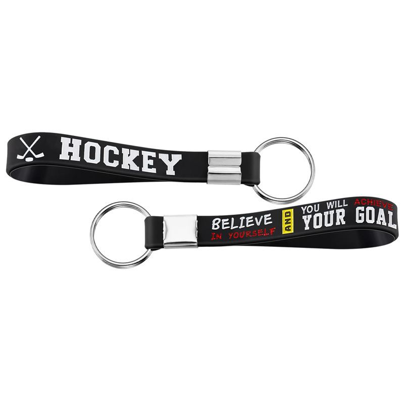 1pc Black Hockey Motivational Keychains Sports Hockey Party Favors Supplies With Motivational Quotes Hockey Birthday Party Supplies Adult Party Favor