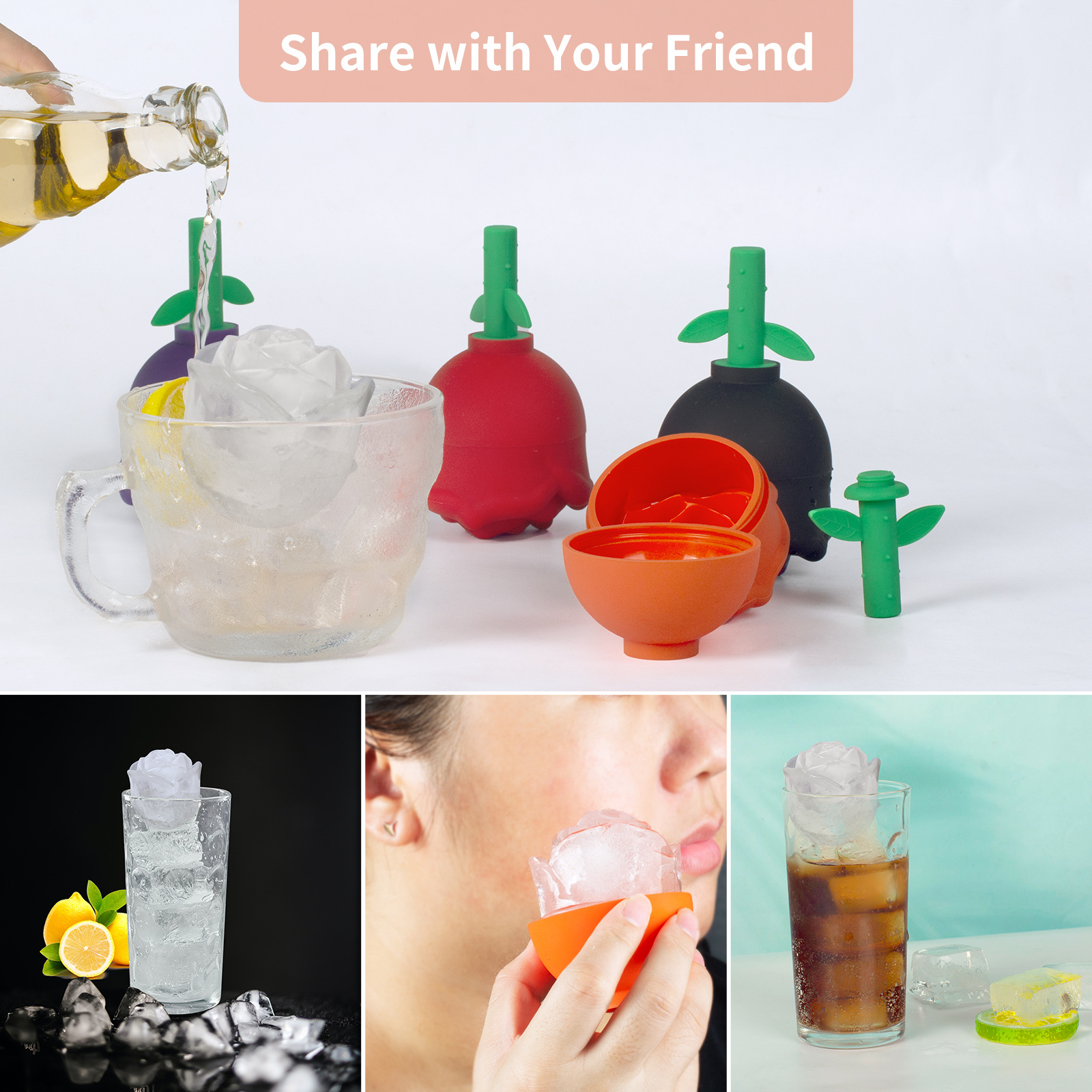 Reusable Silicone Rose Ice Cube Mold For Perfectly Chilled - Temu