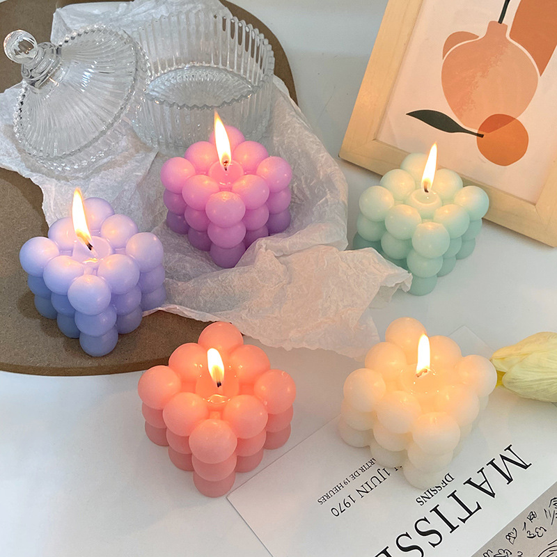 Aesthetic Bubble Candle Cube Soy Wax Home Decor Candle With - Temu