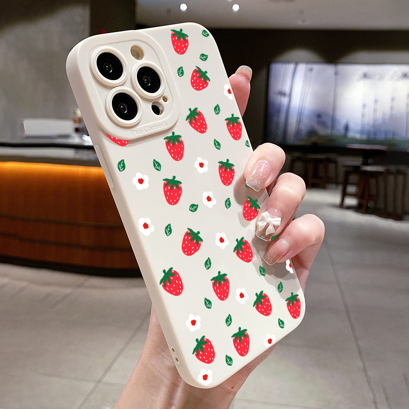 

Cartoon Strawberry Pattern Phone Case For 15/14/13/12/11 Pro Max/se 2020/x/xr/xs/8/7 Plus, Gift For Easter/boy/girlfriends