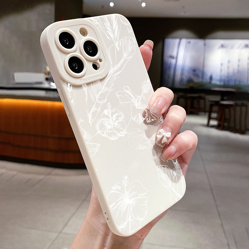 

White Flower And Leaves Pattern Silicon Phone Case For Iphone14/14plus/14pro/14promax, Iphone13/13mini/13pro/13promax, Iphone12/12mini/12pro/12promax, Iphone11/11pro/11pro Max, X/xs/xsmax, 7plus