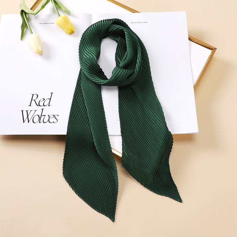 Solid Crinkle Ribbon Silk Scarf Neck Tie Headband