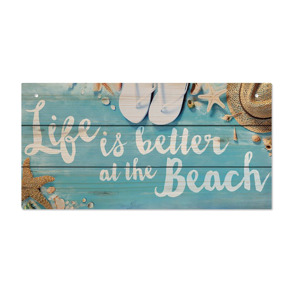 TEMU 1pc Classic Beach Wooden Sign " Better " - Rustic Rectangular Hanging Plaque With Jute Rope, 3.9 X 7.8 Inches, Coastal Decor Artwork For Home,