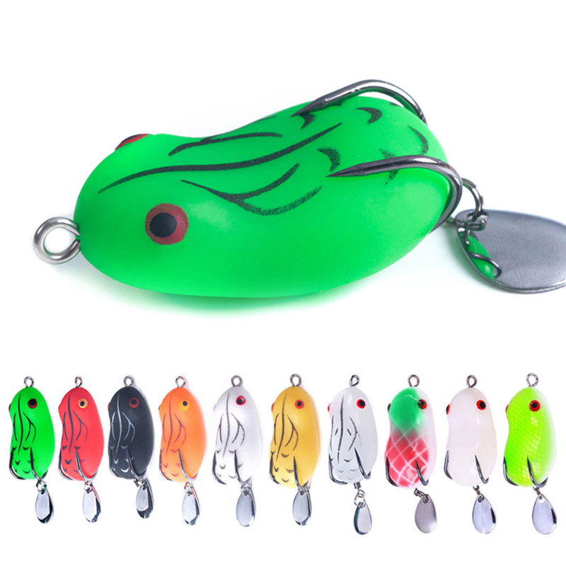 Bionic Frog Lure Blade Soft Bait Double Hook Black Fish - Temu