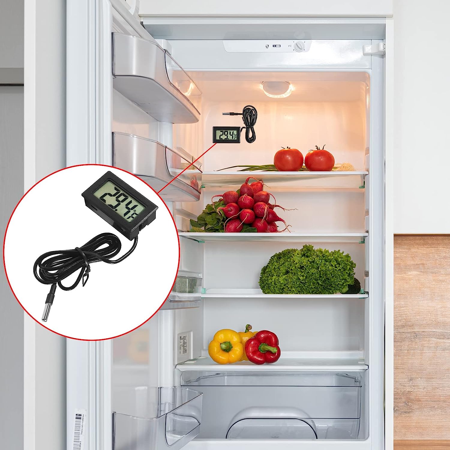 1pc Wireless Digital Refrigerator Freezer Fridge Thermometer