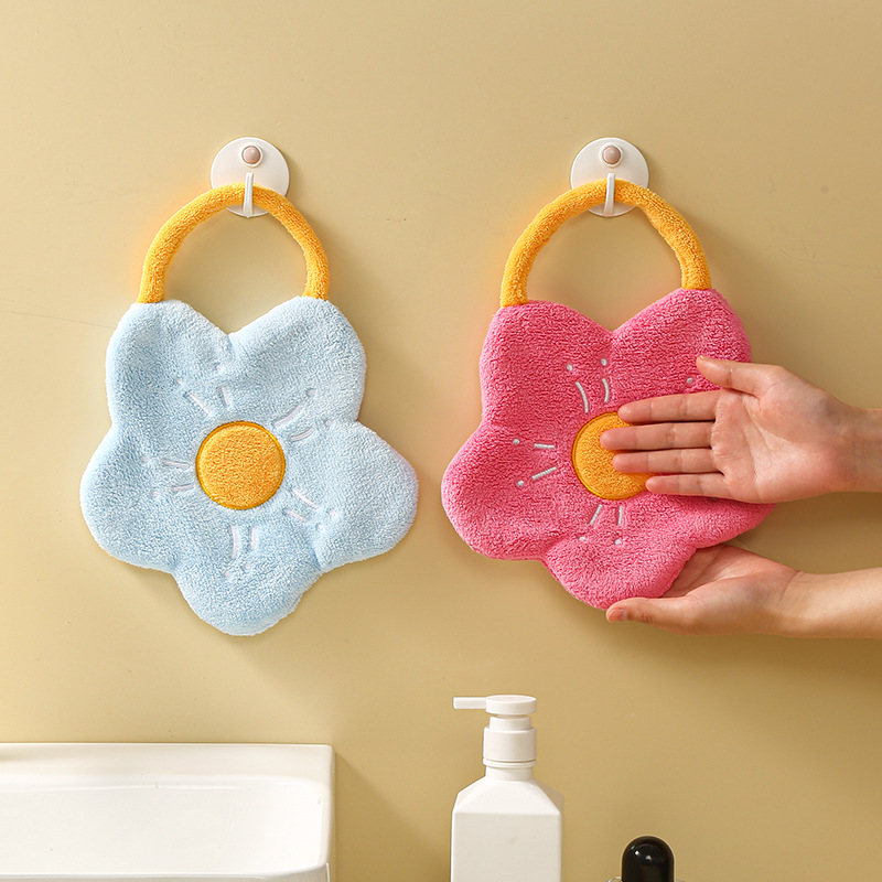 Quick Dry Hand Towels, Coral Fleece Creative Flower Shape Wipe