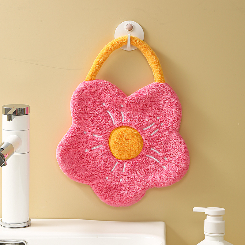 Quick Dry Hand Towels, Coral Fleece Creative Flower Shape Wipe