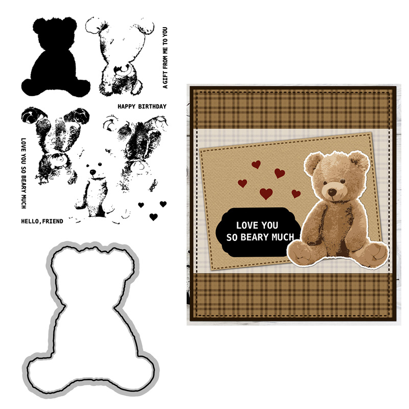  Cute Bear Silicone Clear Stamp and Die Sets for Card Making,  DIY Embossing Photo Album Decorative Craft : Arts, Crafts & Sewing