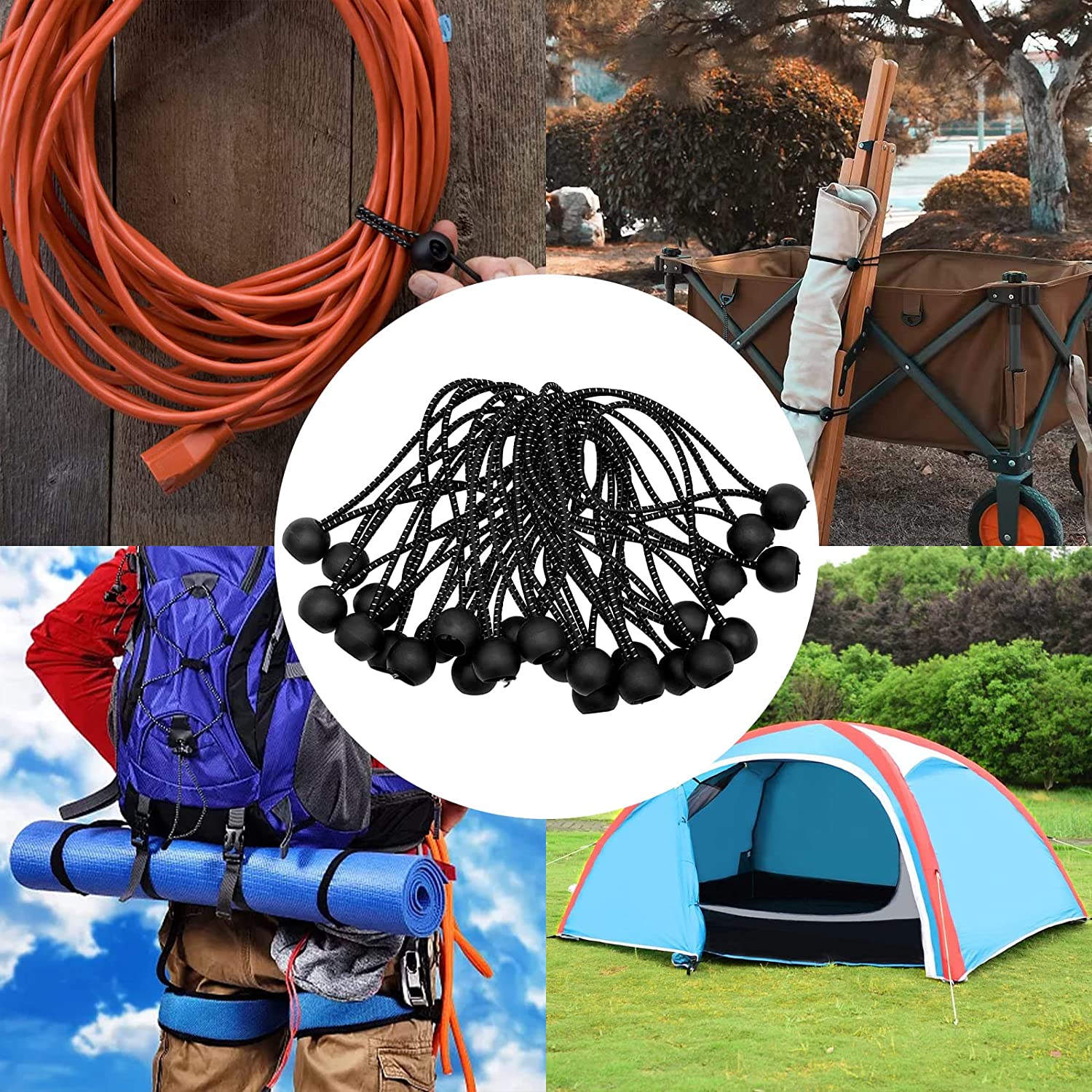 Outdoor bundled rope 6 piece set elastic band tent rope elastic clothesline  camping accessories luggage strapping Tent accessori