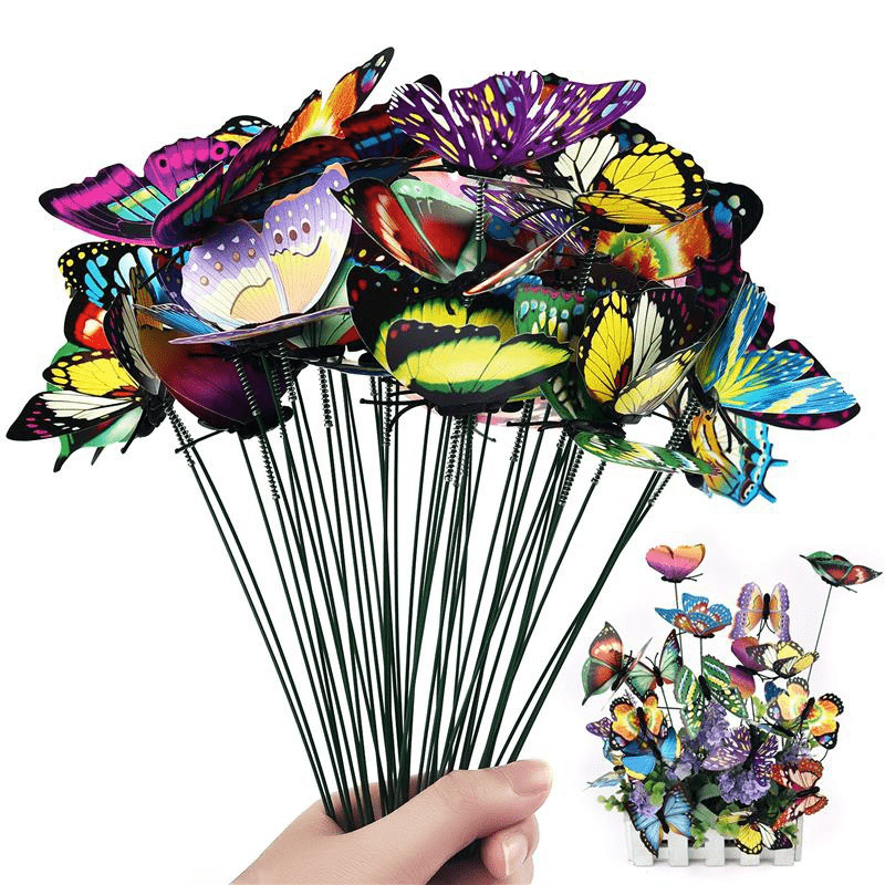 

10pcs Butterflies Garden Yard Planter Colorful Whimsical Butterfly Stakes Decoracion Outdoor Decor Flower Pots Decoration