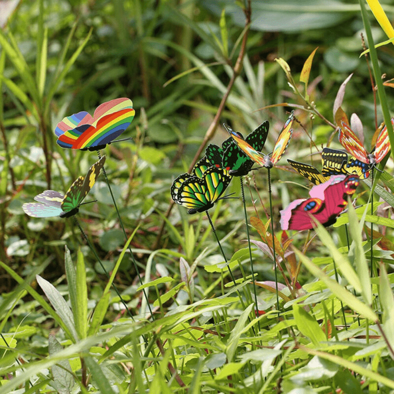 50Pcs 3D Butterflies Bunch Garden Yard Planter Colorful Simulated Butterfly  Flower Arrangement Outdoor Flower Pots Decoracion