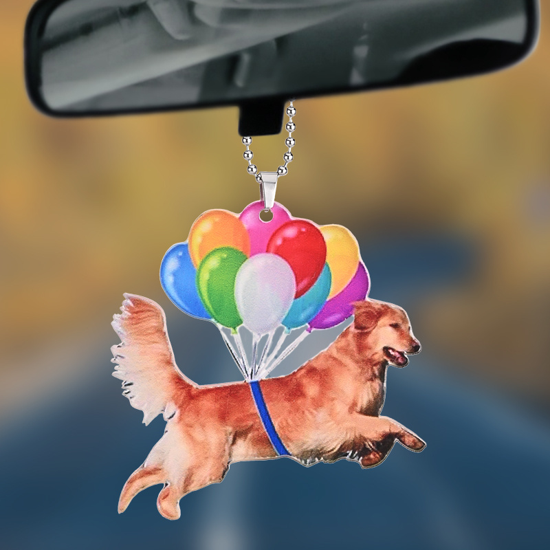 Flat Flying Pet Dog Hanging Ornament Keychain Colorful Balloon Car Interior  Accessory Car Pendant Cute Gift Home Room Decor