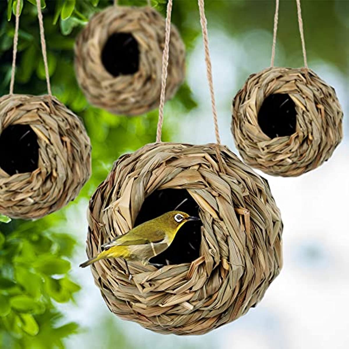 4pcs Hand-Woven Hummingbird Nest House