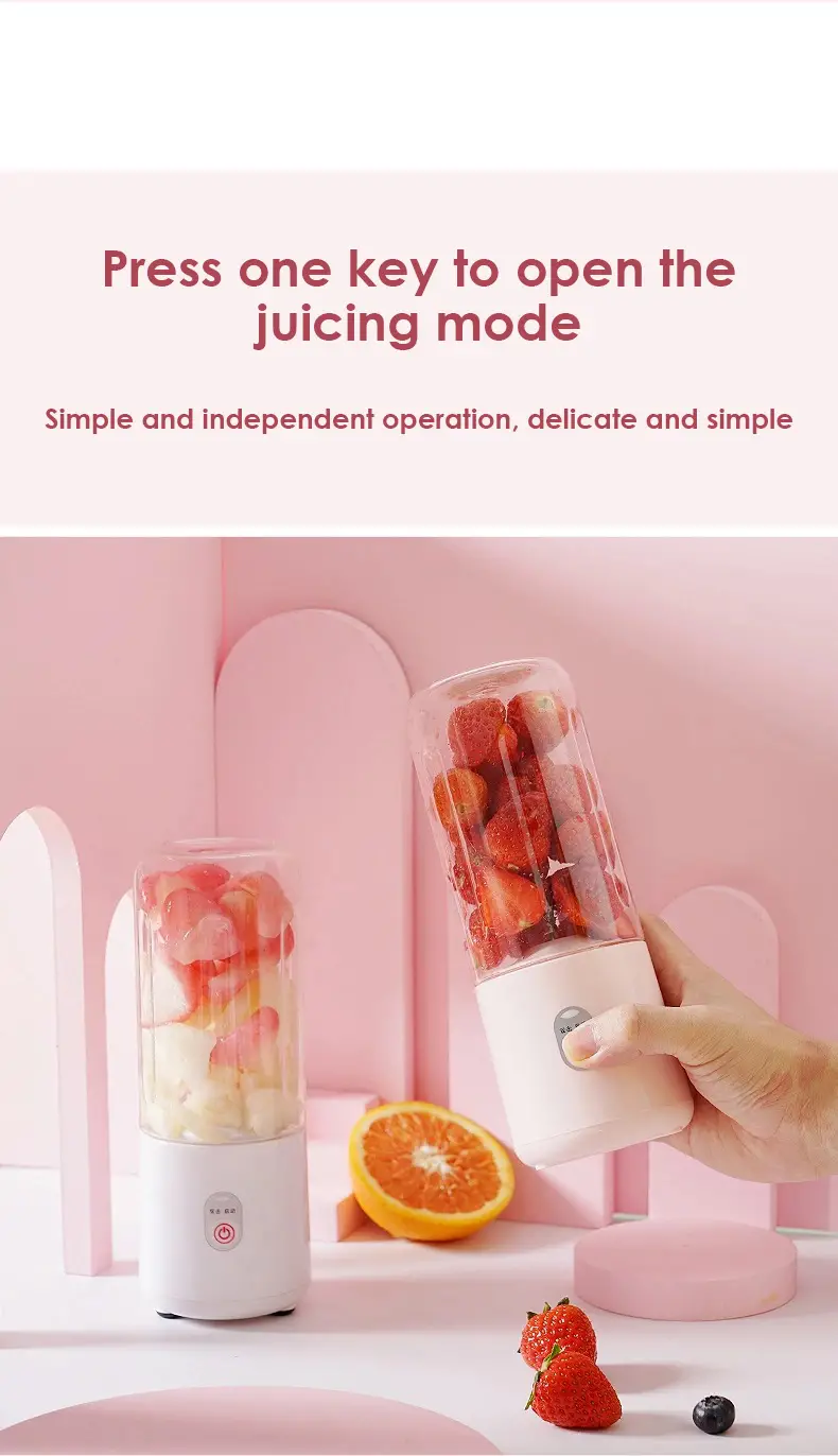 1pc 500ml mini juicer portable handheld usb electric double cutter head fruit juice cup ood processor mixer kitchen supplies details 7
