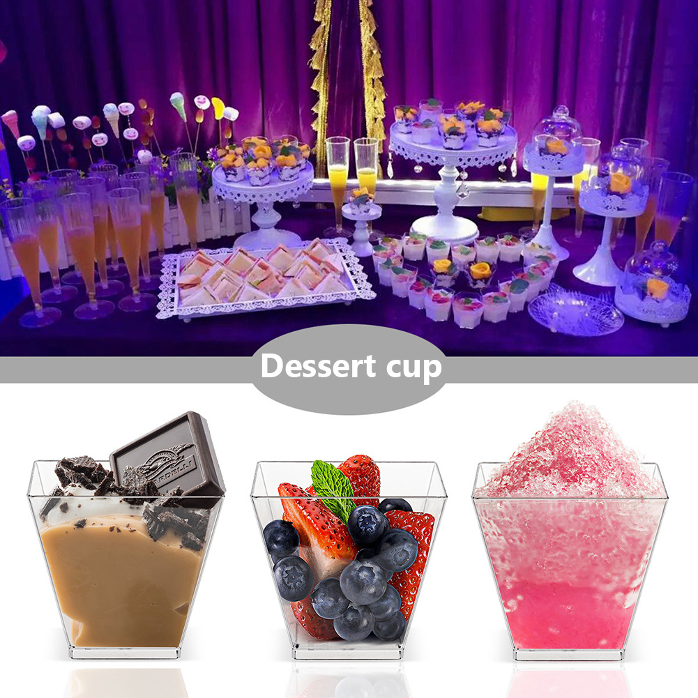 Disposable Dessert Cake Cups With Lids & Spoons 200ml 20pcs Set 