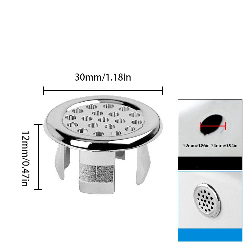 1pc Wash Basin Overflow Ring, Neatly Decorated Cover, Sink Overflow Plug, Plastic Stainless Steel Basin Overflow Ring