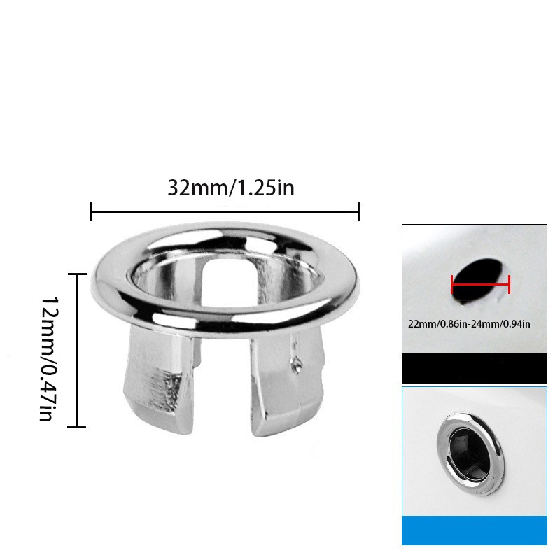1pc Wash Basin Overflow Ring, Neatly Decorated Cover, Sink Overflow Plug, Plastic Stainless Steel Basin Overflow Ring