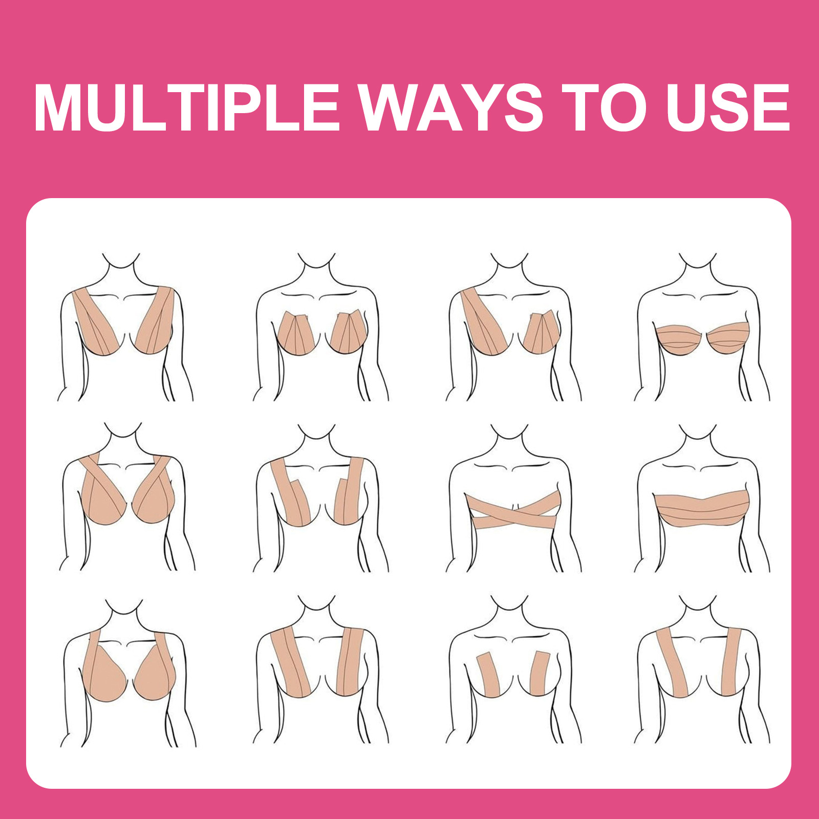 Boob Tape For Breast Lift, Achieve Chest Brace Lift & Contour Of Breasts,  Sticky Body Tape For Push Up & Shape In All Clothing Fabric Dress Types