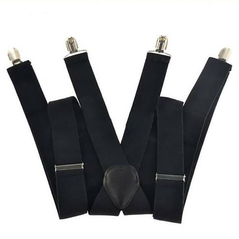 Mens Trouser Braces Elastic Adjustable Suspenders Solid Color Suspender X  Back Suspender with Clips