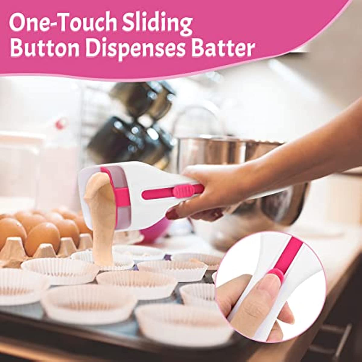 Cake Batter Dispenser Scoop Manual Paste Distribution Scoop for Cupcake  Muffins One-Touch Sliding Button Tools Baking Products
