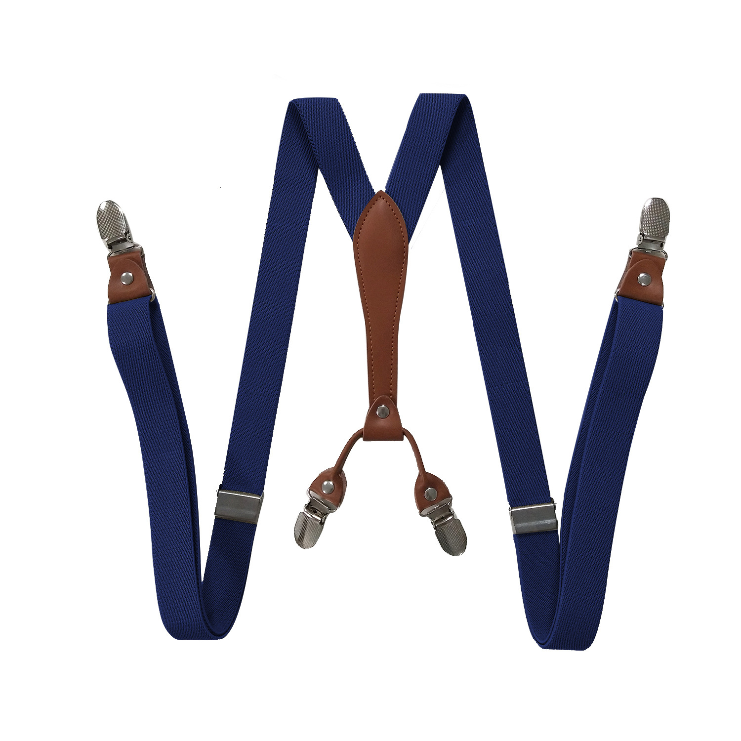 Mens Suspenders With 6 Metal Protection Clips Elastic Adjustable Y