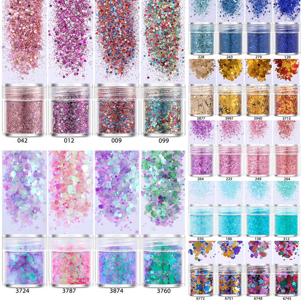 10G Mixed Colorful Hexagon Chunky Glitter for Resin Shiny Nails