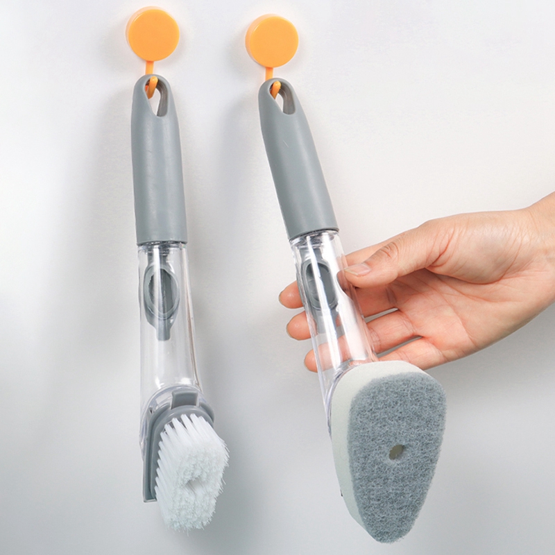 Kitchen Cleaning Brush With Dishwashing Sponge 2 In 1 Long Handle Dish  Washing Brush Household Cleaning Tools