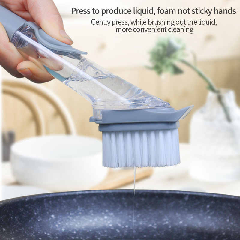 Long Handle Dish Brush Liquid Soap Dispenser Cleaner Dish Scrubber Brush  Dishwashing Sponge Pot Wash Wipe Kitchen Cleaning Tools