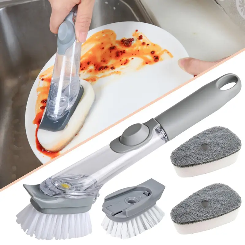 Kitchen Cleaning Tools, Long Handle Dish Brush, Liquid Soap