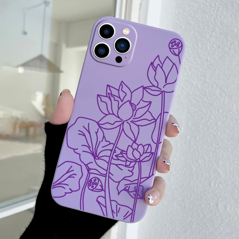 

Lotus Printed Purple Phone Case For Iphone 14 13 12 11 Xs Xr X 7 8 Plus Pro Max Mini