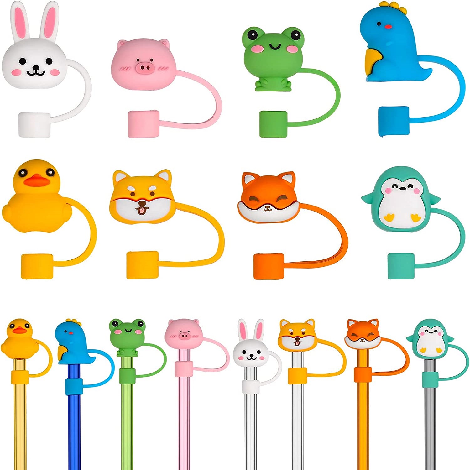 Silicone Straws 4pcs Silicone Straw Tips Covers Lovely Animals Pig Straw  Toppers Straw Cover Plugs Caps Reusable Drinking Straw Tips for 6mm Small  Size Straw Caps Disposable Straws 