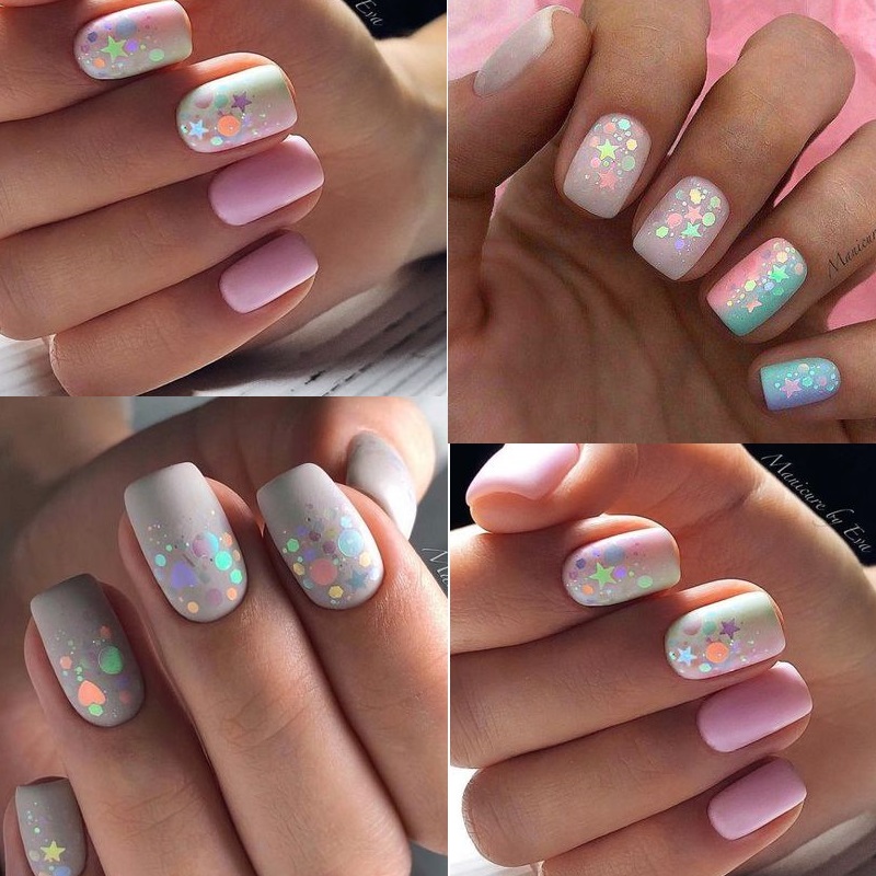 Holographic Nail Art Glitter Mix Star Round Heart Flakes Mermaid