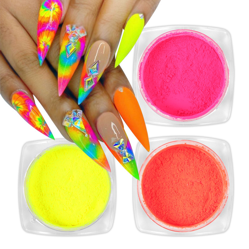 12 Colour Set Neon Pigment Nail Art Powder Dust Ombre Smoky Florescent Face  Body