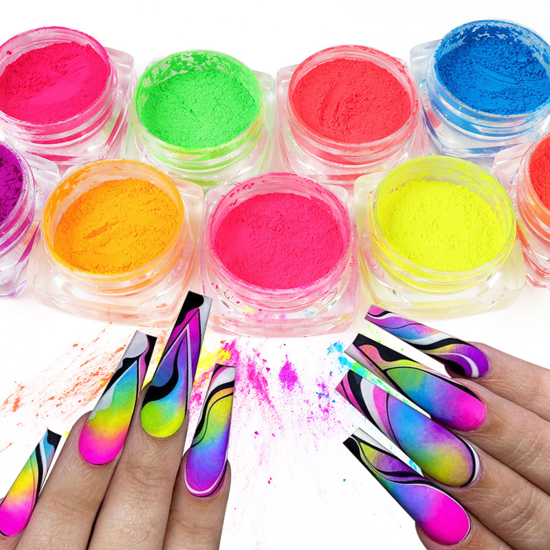 Renfio Neon Pigment Powder, 12 Colors Neon Mica Powder, 10g/Jar Mica Powder  for Resin Bright Fluorescent Nail Glitter Powder for Nail Art, Candle Dye