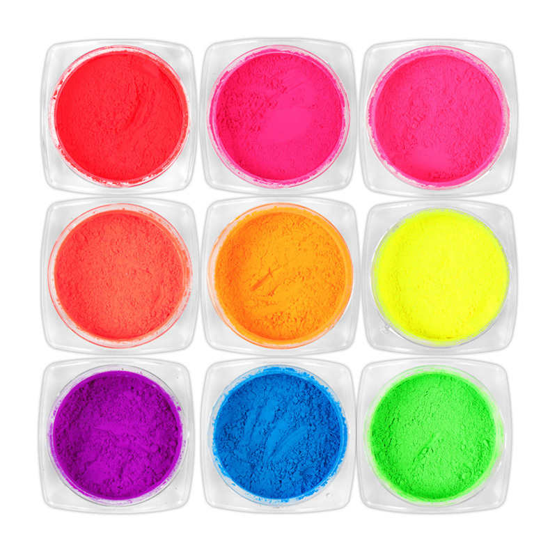 1Box Neon Pigment Powder for Nails Fluorescence Iridescent Glitter