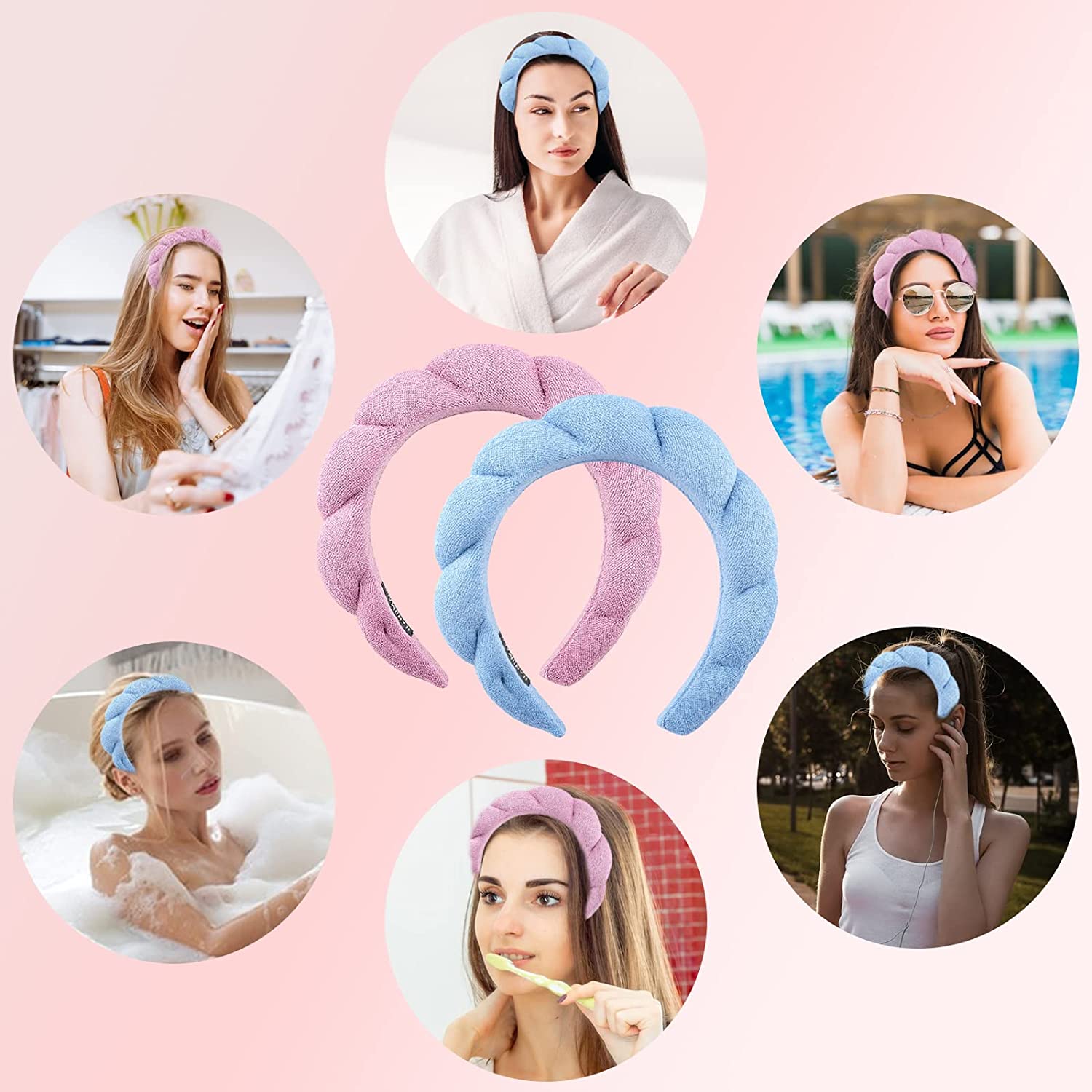 Sponge Spa Headband For Women Soft Terry Towel Fabric For - Temu