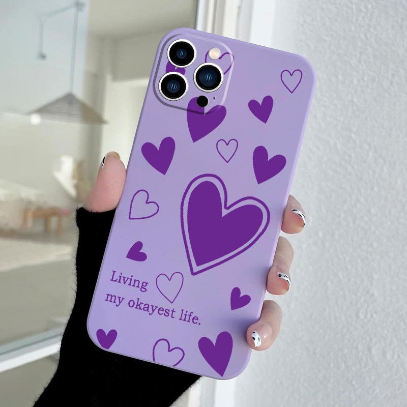 Funda Teléfono Icono Amor Rosa Morado Iphone 14 Pro Max/ 14 - Temu