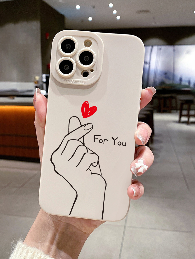 Finger Heart Printed Phone Case Slim Soft Liquid Silicone Temu