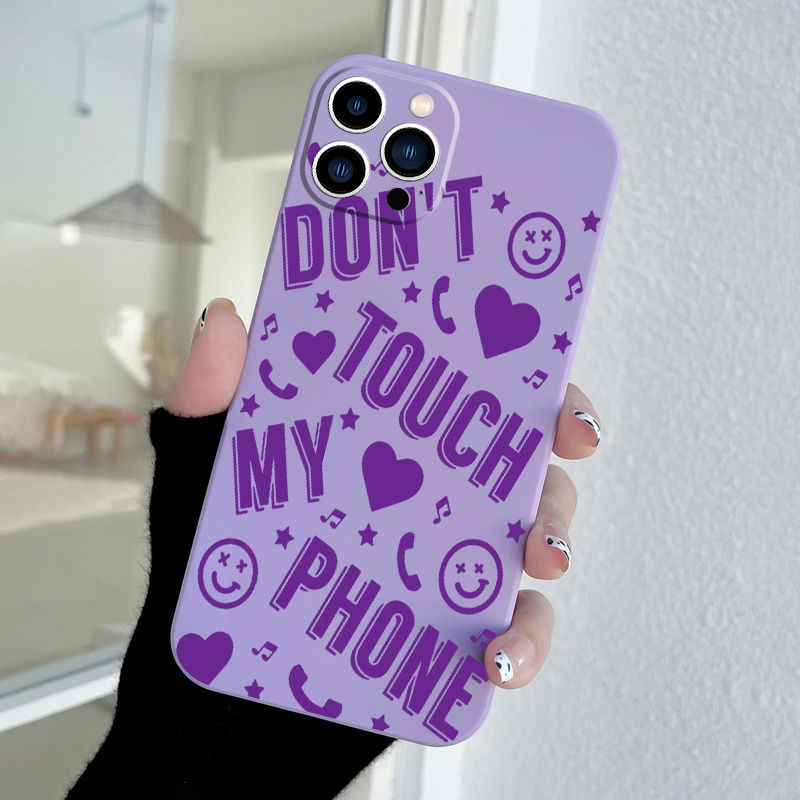 

Letters Printed Purple Phone Case For Apple 14 11 Xs Xr X 7 8 Plus Pro